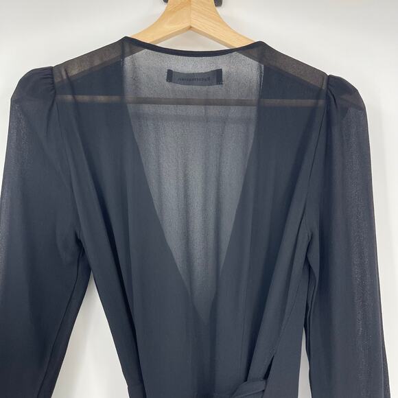 Reformation | Brooke Dress Black Long Sleeve Mini Wrap Dress XS - Picture 9 of 11